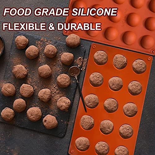 Lerykin Small 15-Cavity Semi Sphere Silicone Molds Non-Stick,2 Packs Half Sphere Silicone Baking Molds for Making Jelly, Chocolates and Cake