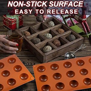 Lerykin Small 15-Cavity Semi Sphere Silicone Molds Non-Stick,2 Packs Half Sphere Silicone Baking Molds for Making Jelly, Chocolates and Cake