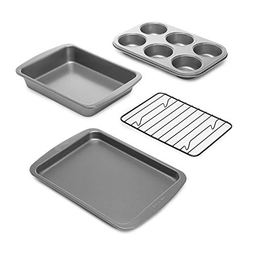 Ecolution EIOGY-1204 Toaster Oven Bakeware 4Piece Set | Nonstick Heavy Duty Carbon Steel,Gray