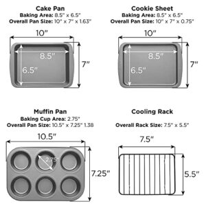 Ecolution EIOGY-1204 Toaster Oven Bakeware 4Piece Set | Nonstick Heavy Duty Carbon Steel,Gray