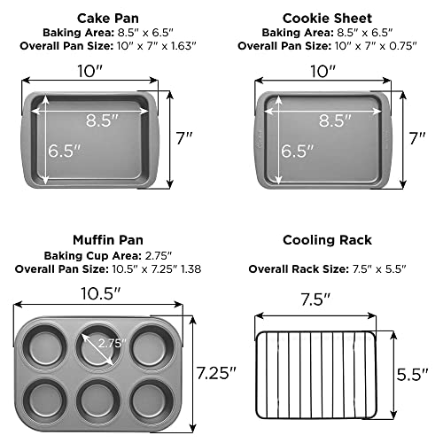 Ecolution EIOGY-1204 Toaster Oven Bakeware 4Piece Set | Nonstick Heavy Duty Carbon Steel,Gray