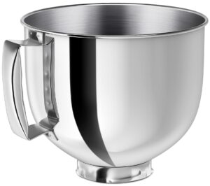 stainless steel mixer bowl fit for kitchenaid artisan&classic series 4.5-5 qt tilt-head mixer, 5 quart mixing bowl with handle.