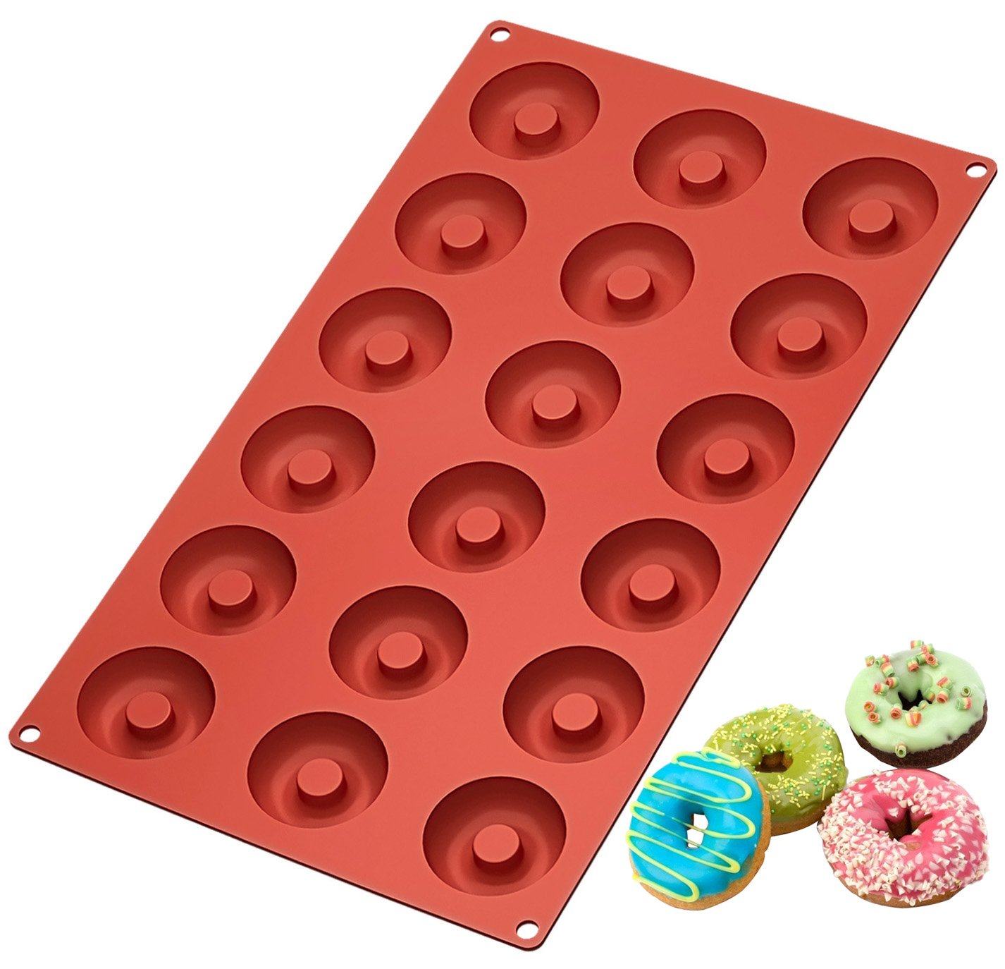 Ozera Silicone Mini Donut Pan, 18 Cavity Doughnut Baking Mold Tray - Muffin Cups, Cake Mold, Biscuit Mold