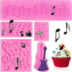 5 pieces music note fondant mold music note lace mat silicone musical candy mold for cake decoration