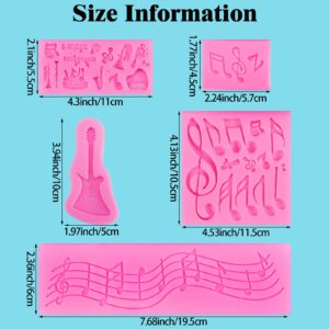 5 Pieces Music Note Fondant Mold Music Note Lace Mat Silicone Musical Candy Mold for Cake Decoration