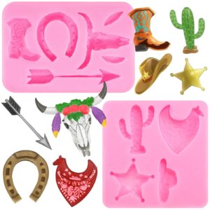 set of 8 bull head silicone molds feather arrow boot horseshoe hoof fondant mold chocolate shoe mold fondant and gum paste molds cupcake cake topper decoration for baking diy crafts (cute style)