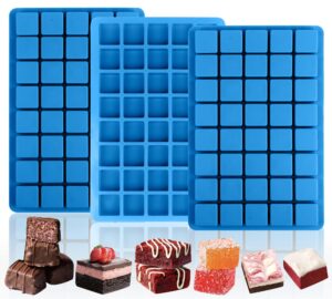 sidosir 3pcs square caramel candy mold silicone, 40-cavity gummy silicone molds for fat bombs, chocolate truffles mold for hard candy, ice cube (3, blue, 1.18inch)