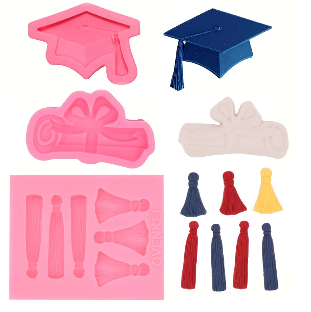 Graduation Mold Graduation Chocolate Candy Molds Graduation Cupcake Toppers Graduation Tassels Chocolate Candy Fondant Mold for Graduation Party Supplies