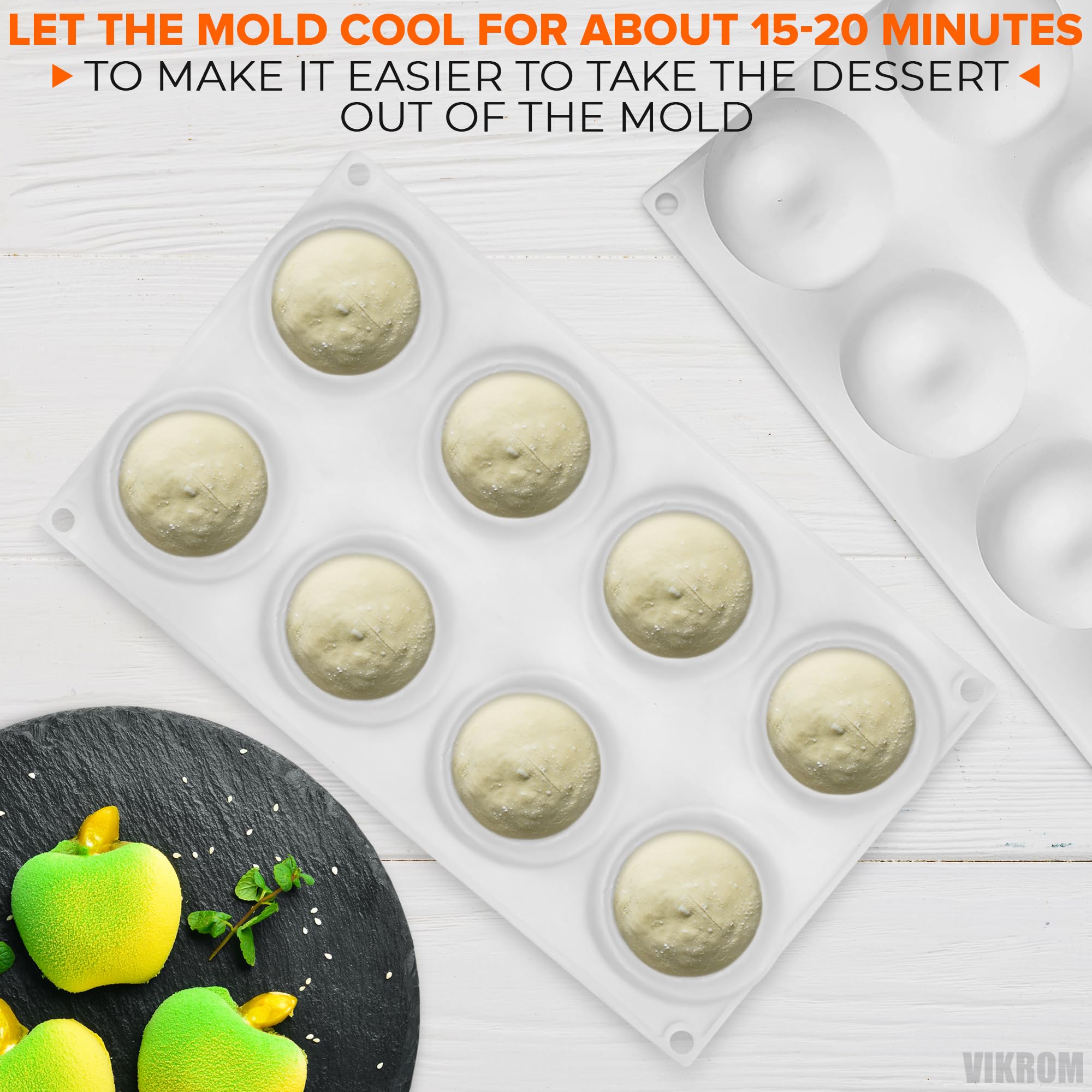 Round Silicone Molds for Chocolate - 8 Cavity Apple Mold 3d Silicone Molds for Baking Molds Silicone Shapes Ice Cream Cake Candy Molds Silicone - White Chocolate Dessert Molds Cake Baking Supplies