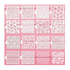 cake stencils decorating buttercream cookie stencils for royal icing leopard stencil airbrush snake skin mermaid scale stencil cheetah cow print templates for baking (14 5.5'' leaf cookie stencils)