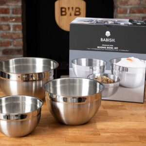 Babish Stainless Steel Mixing Bowl Set, 3-Piece