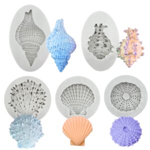 5 pcs seashell silicone mold cake fondant silicone mold seashell conch baking molds for diy cake decoration chocolate candy polymer clay crafting projects