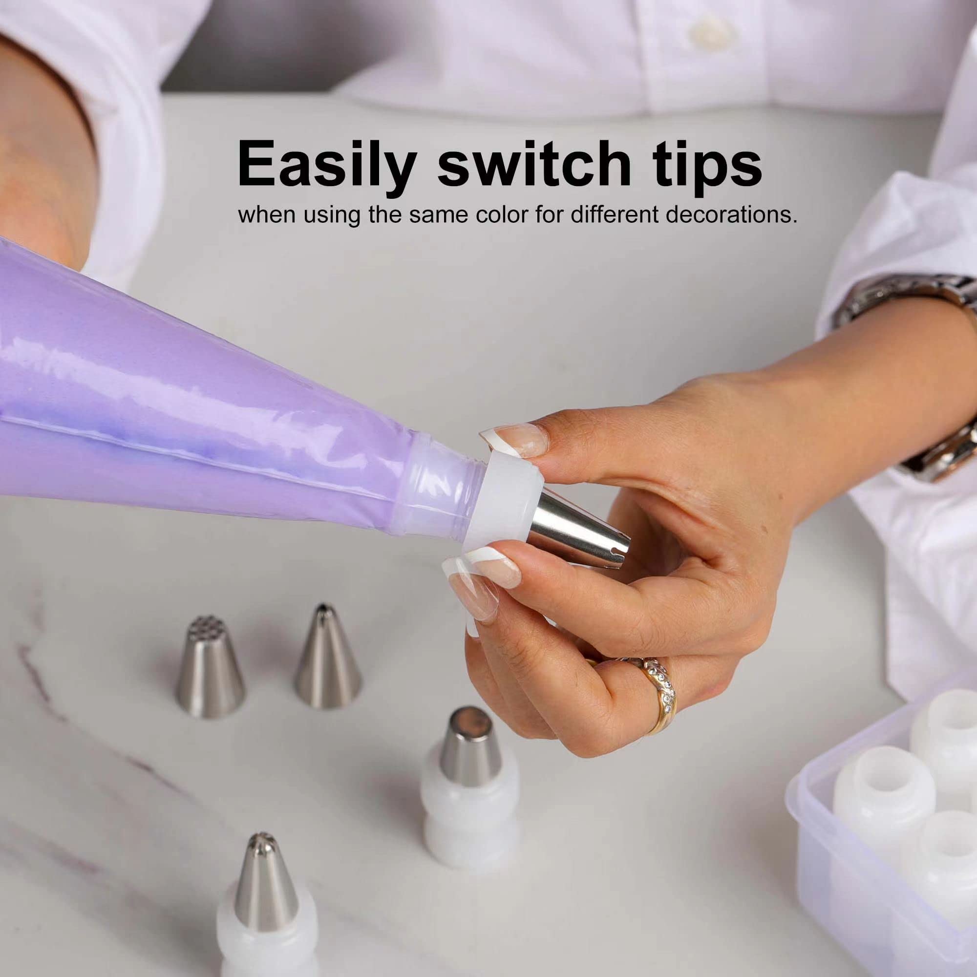 Kayaso 48-Piece Set of Standard Couplers, Use for Switch Icing Tips Structure Decorating Piping Bag