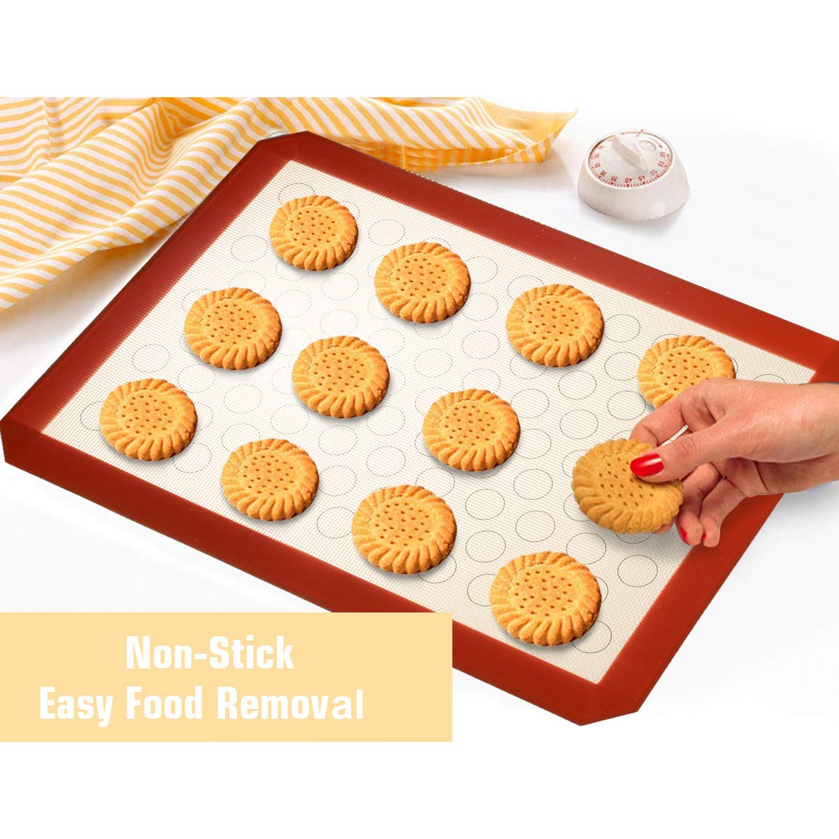 Wildone Baking Sheet with Silicone Mat Set, Stainless Steel Cookie Pan with Baking Mat, Size 16 x 12 x 1 Inch, Set of 4-2 Sheets + 2 Mats