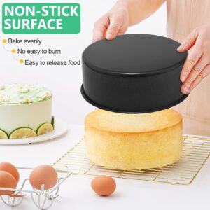 P&P CHEF Non-stick 6 Inch Cake Pan Set of 3, Round Cake Pans Tins for Small Layered Cake, 3 Inch Depth & One-piece Design, Stainless Steel Core & Healthy Coatings, Black