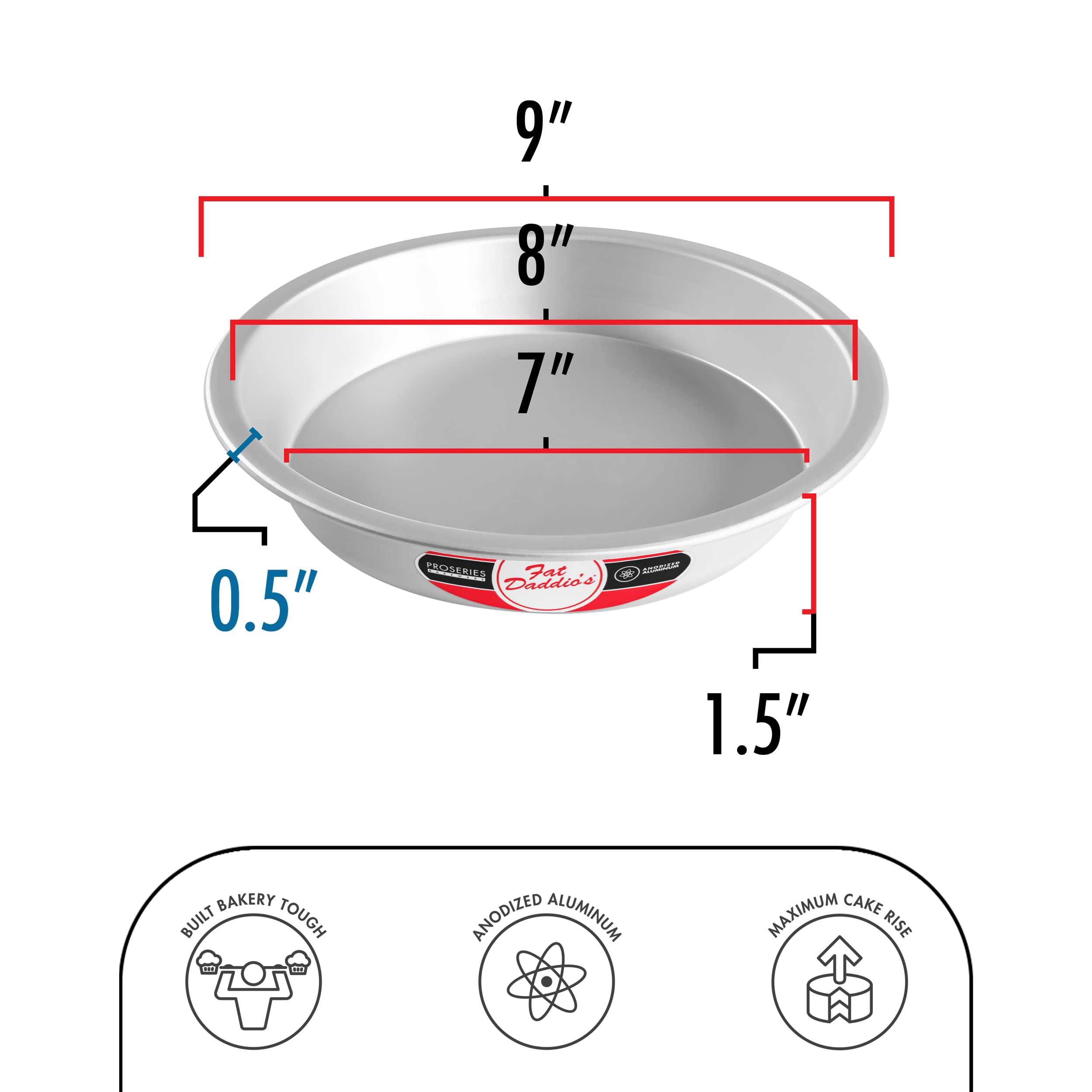 Fat Daddio's PIE-9 Anodized Aluminum Pie Pan, 9 x 1.5 Inch