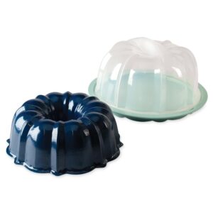 nordic ware translucent cake keeper + bundt pan, silver