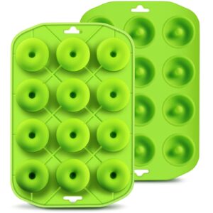 cupidove silicone donut pan for baking | nonstick, mini 12 holes pure food grad green, bpa free, german lfgb approved - makes 12 full size donuts