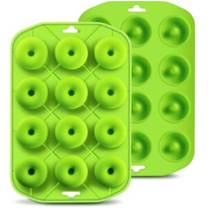 Cupidove Silicone Donut Pan for Baking | Nonstick, Mini 12 Holes Pure Food Grad Green, BPA Free, German LFGB Approved - Makes 12 Full Size Donuts