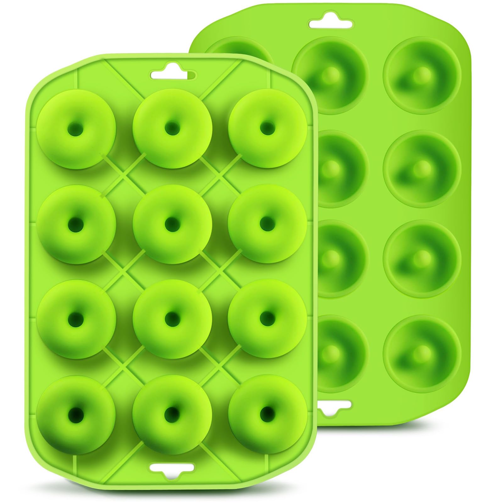 Cupidove Silicone Donut Pan for Baking | Nonstick, Mini 12 Holes Pure Food Grad Green, BPA Free, German LFGB Approved - Makes 12 Full Size Donuts