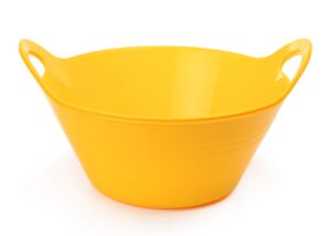 mintra home plastic bowls with handles (4.5l large 2pk, yellow)