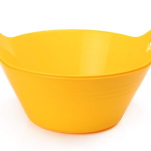 Mintra Home Plastic Bowls with Handles (4.5L Large 2pk, Yellow)
