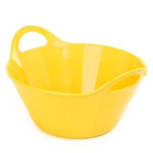 Mintra Home Plastic Bowls with Handles (4.5L Large 2pk, Yellow)