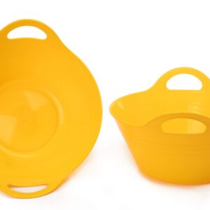 Mintra Home Plastic Bowls with Handles (4.5L Large 2pk, Yellow)