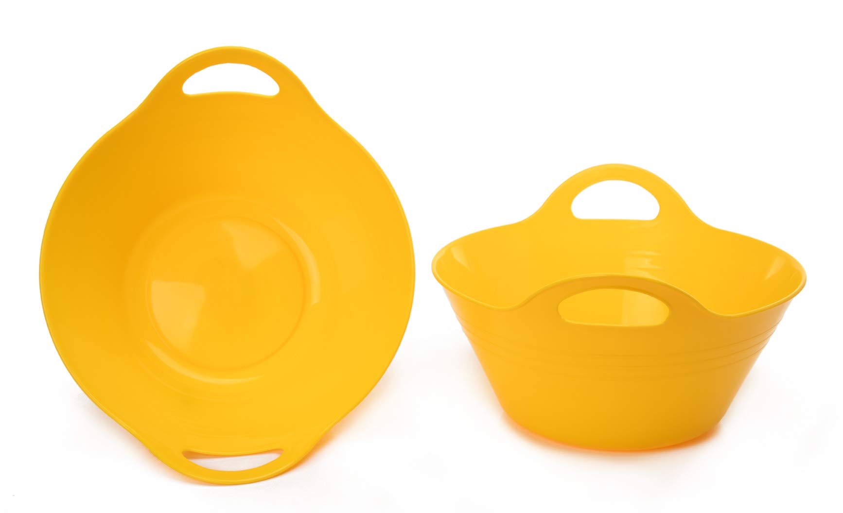 Mintra Home Plastic Bowls with Handles (4.5L Large 2pk, Yellow)