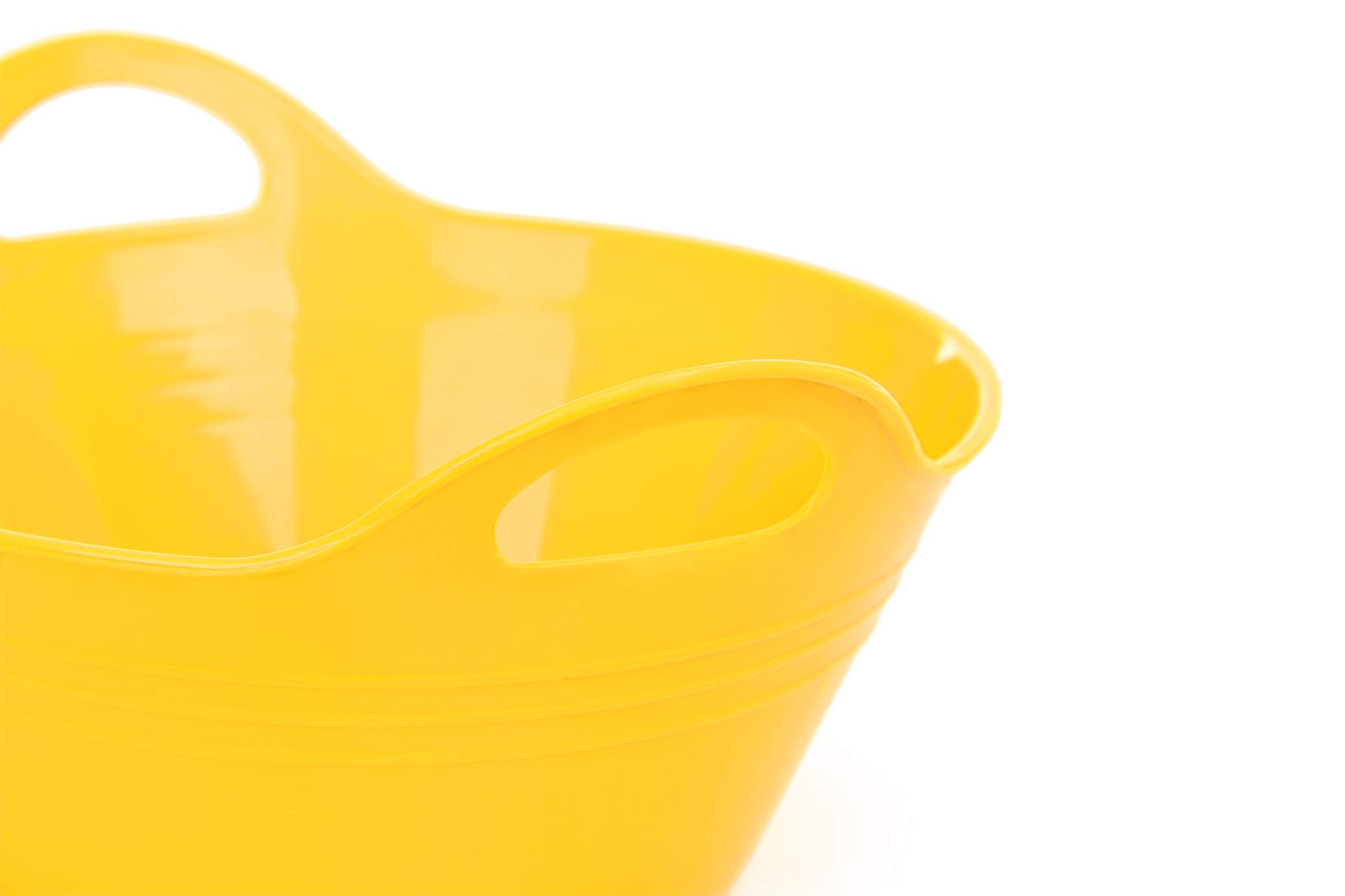 Mintra Home Plastic Bowls with Handles (4.5L Large 2pk, Yellow)