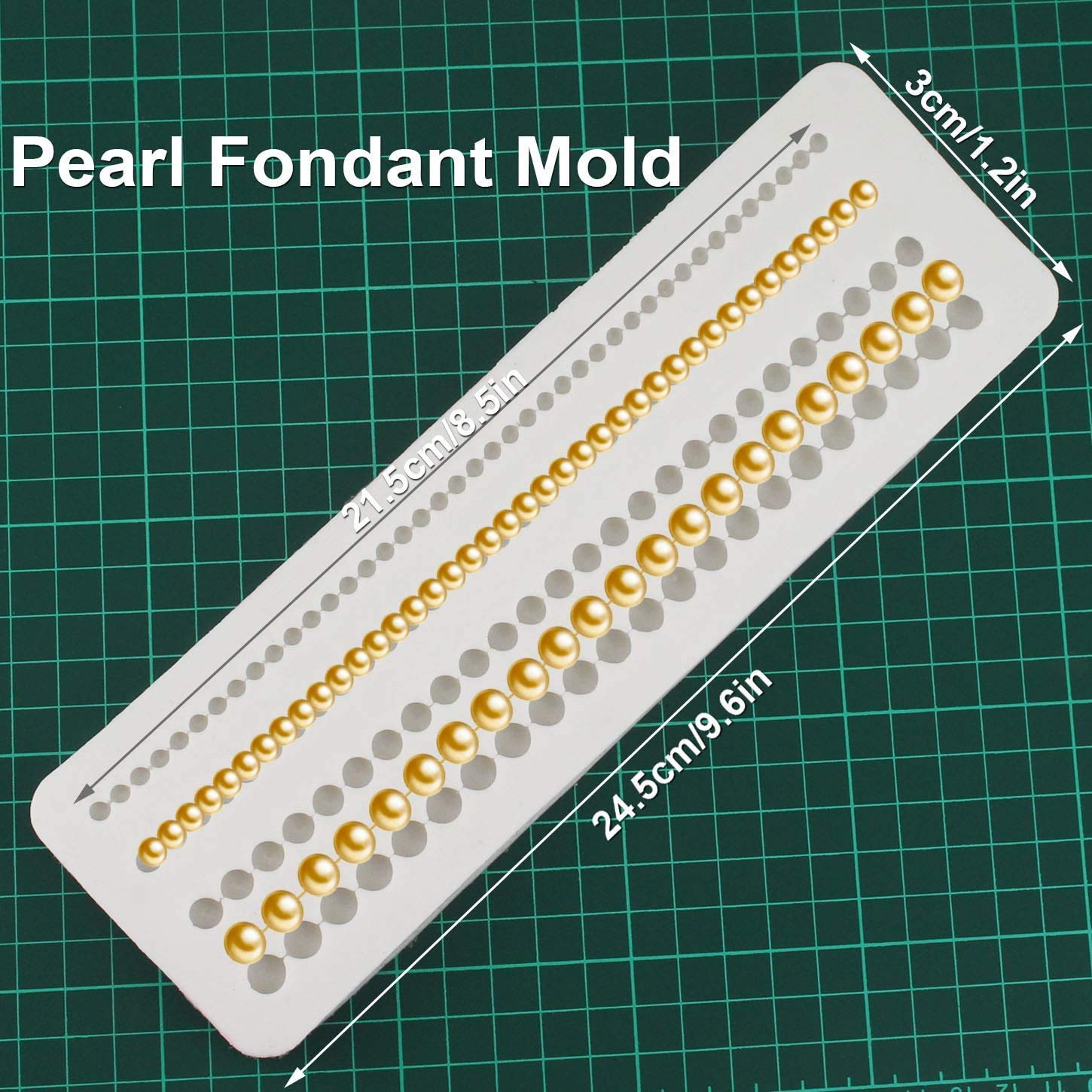 Pearl Fondant Molds Gum Paste Molds 4 Size Round Pearl Chain Silicone Mold for Cupcake Toppers Fondant Candy Chocolate Cake Decoration