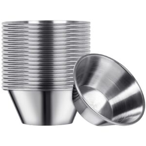 artcome 18 pack stainless steel condiment sauce cups great for dipping and portion cups, 1.5 oz