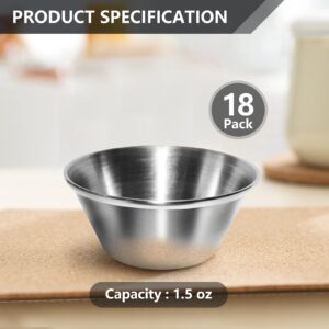 Artcome 18 Pack Stainless Steel Condiment Sauce Cups Great for Dipping and Portion Cups, 1.5 oz