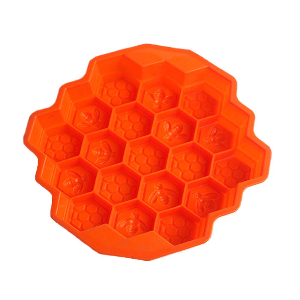 KISEER Large Honeycomb Silicone Soap Mold | 19-Hole Baking Cake Mold Bakeware for Family or Friends Party (Orange, 12-Inch)