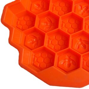 KISEER Large Honeycomb Silicone Soap Mold | 19-Hole Baking Cake Mold Bakeware for Family or Friends Party (Orange, 12-Inch)