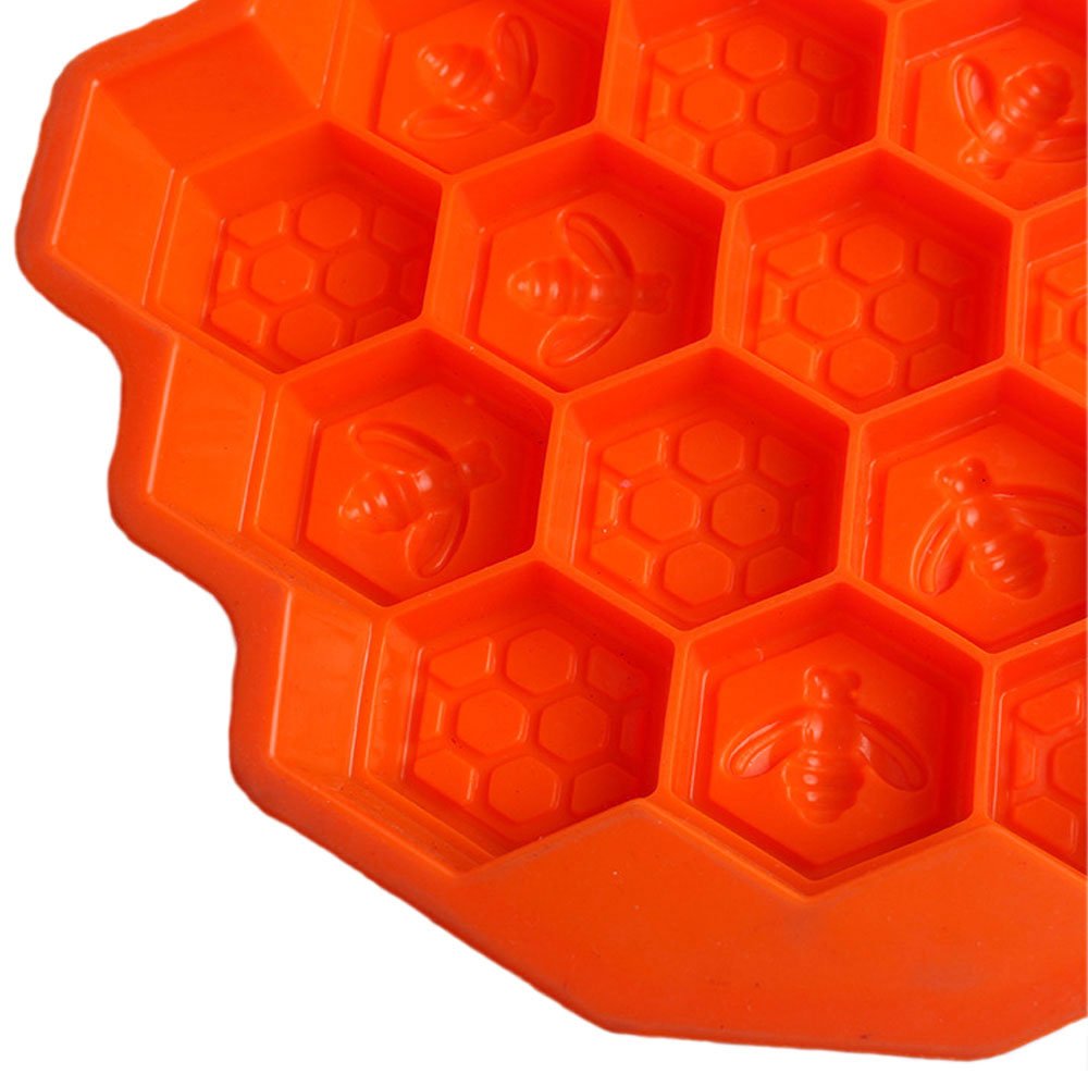 KISEER Large Honeycomb Silicone Soap Mold | 19-Hole Baking Cake Mold Bakeware for Family or Friends Party (Orange, 12-Inch)