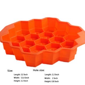 KISEER Large Honeycomb Silicone Soap Mold | 19-Hole Baking Cake Mold Bakeware for Family or Friends Party (Orange, 12-Inch)