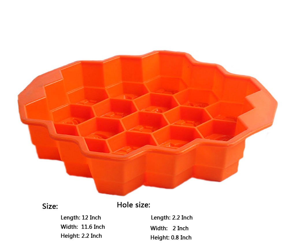 KISEER Large Honeycomb Silicone Soap Mold | 19-Hole Baking Cake Mold Bakeware for Family or Friends Party (Orange, 12-Inch)