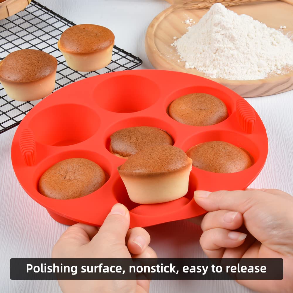 CAKETIME Silicone Air Fryer Muffin Pans 7 Cavities Silicone Baking Molds 2-Pack