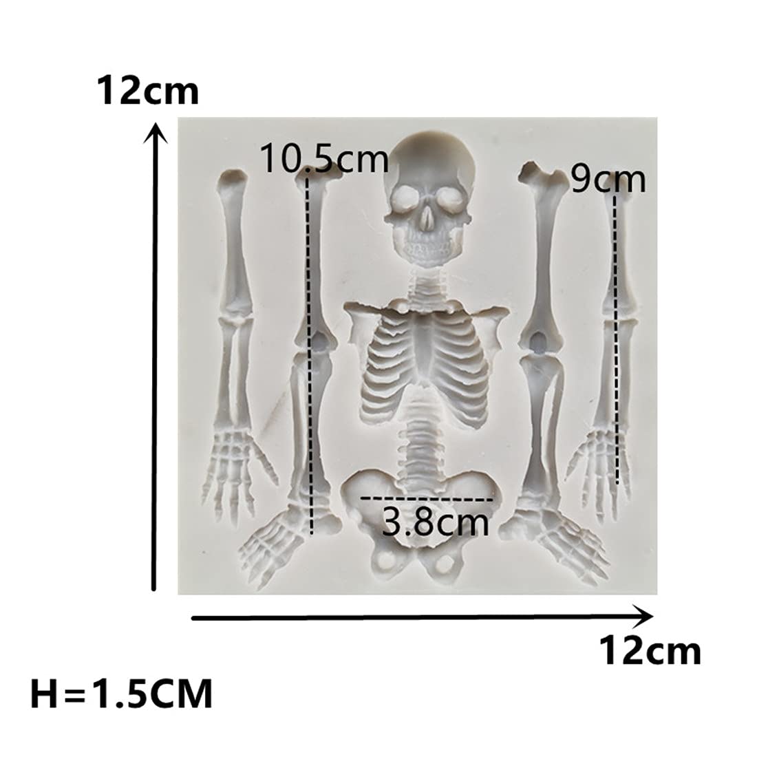 Skull Silicone Fondant Cake Mold, Halloween skeleton Chocolate Mold Kitchen Baking Mold Cake Decorating Moulds Gummy Sugarcraft Mold Chocolate Candy Cupcake Mold