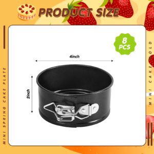 Sunnyray 8 Pcs 4 Inch Springform Pan Mini Springform Pan Small Leakproof Round Cake Pan Mini Cheesecake Pan with Removable Bottom Nonstick Baking Cake Mold for Mini Cheesecake Pizza (Black)