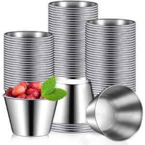 100 pcs 2.5oz stainless steel sauce cups dipping cups mental condiment cups sauce container round dipping bowls condiment ramekins for dish butter kitchen restaurant serving party dinner cooking