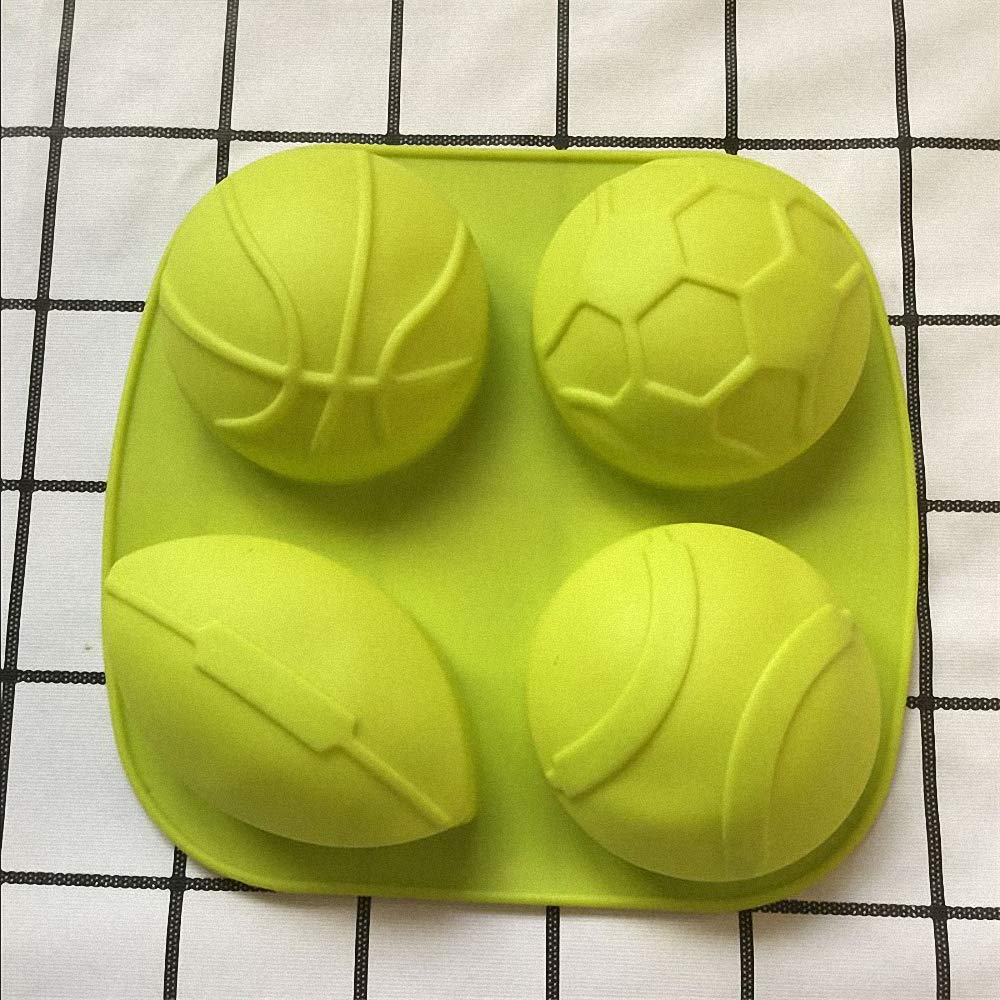 Giant Size Sports Balls Silicone Ice Cube Mold Athlete Basket Ball Rugby Tennis Soccer Football Chocolate Candy Jello Shot Mold Mini Cake Cupcake Baking Pan