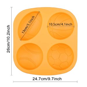 Giant Size Sports Balls Silicone Ice Cube Mold Athlete Basket Ball Rugby Tennis Soccer Football Chocolate Candy Jello Shot Mold Mini Cake Cupcake Baking Pan