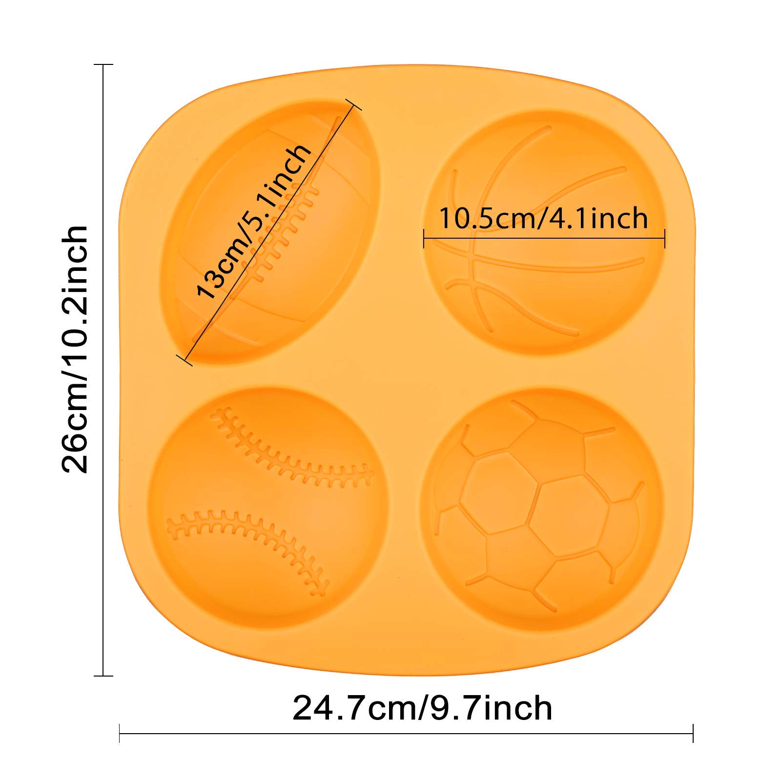 Giant Size Sports Balls Silicone Ice Cube Mold Athlete Basket Ball Rugby Tennis Soccer Football Chocolate Candy Jello Shot Mold Mini Cake Cupcake Baking Pan