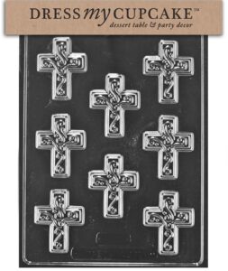 dress my cupcake chocolate candy mold, small easter cross with swirl