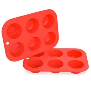 caketime silicone muffin pan cupcake pans - 6 cups regular size silicone baking molds 2 pack nonstick bpa free