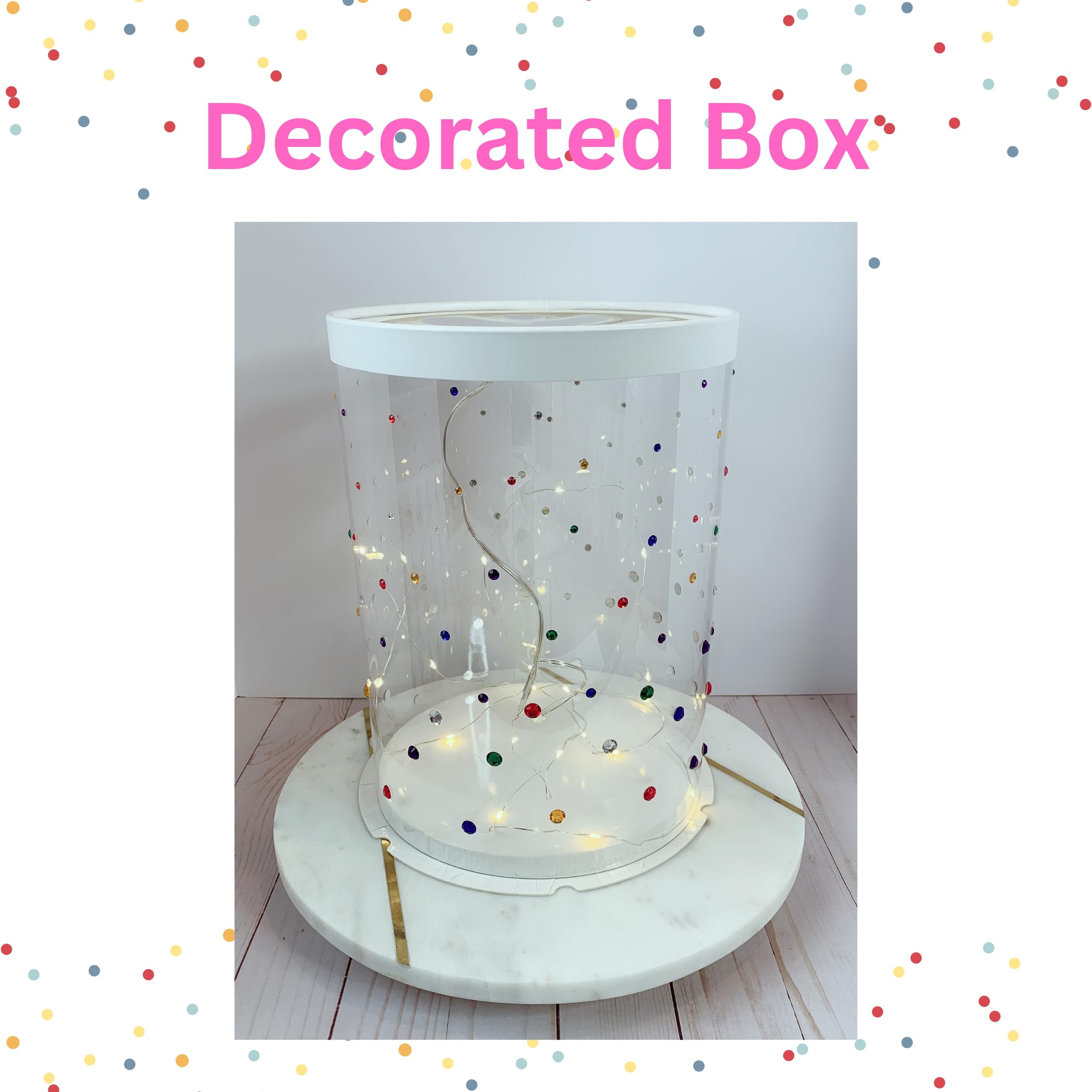 White Tall Clear Cake Boxes 5 PCs - 8 Inch Round Clear Cake Box For Birthday Cake | Wedding Cake - Transparent Cake Box - Bakery Boxes - Clear Gift Boxes (White 8.5"D x 11.75" H)