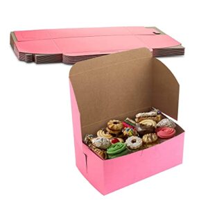 MT Products Pink Cookie Boxes - Size 8" x 5" x 3 1/2" (25 Pieces) Clay Coated Kraft Bakery Box No-Window - Made in the USA