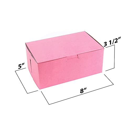 MT Products Pink Cookie Boxes - Size 8" x 5" x 3 1/2" (25 Pieces) Clay Coated Kraft Bakery Box No-Window - Made in the USA
